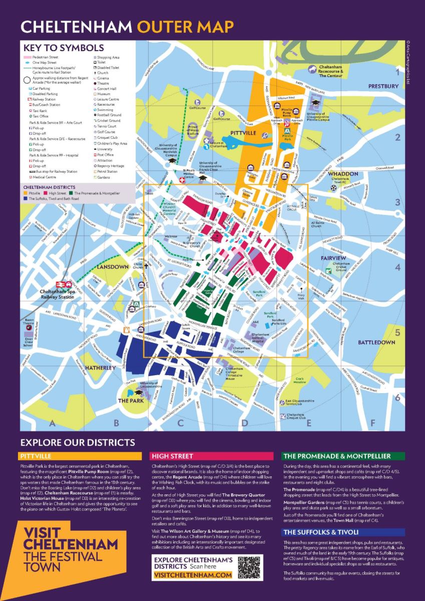 Cheltenham map showing outer areas